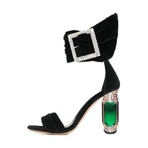 FSJ Women Open Toe Stylish Sandal Ankle Strap Chunky Block High Thick Heels Wedd